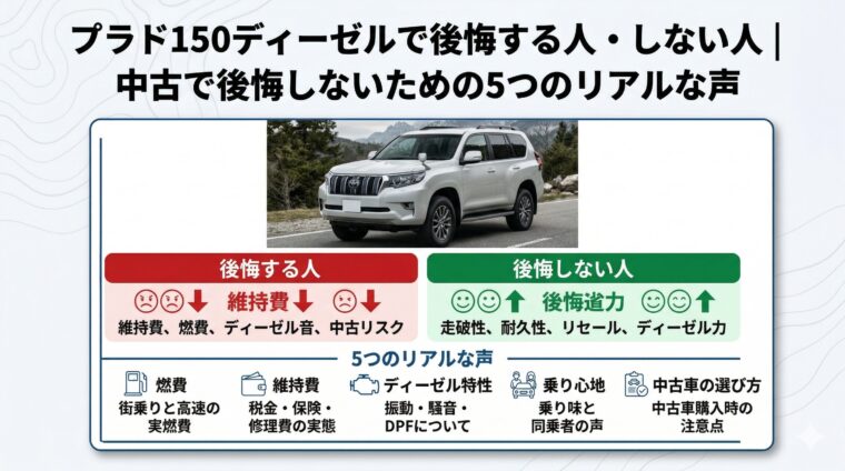プラド150ディーゼルで後悔する人・しない人｜中古で後悔しないための5つのリアルな声