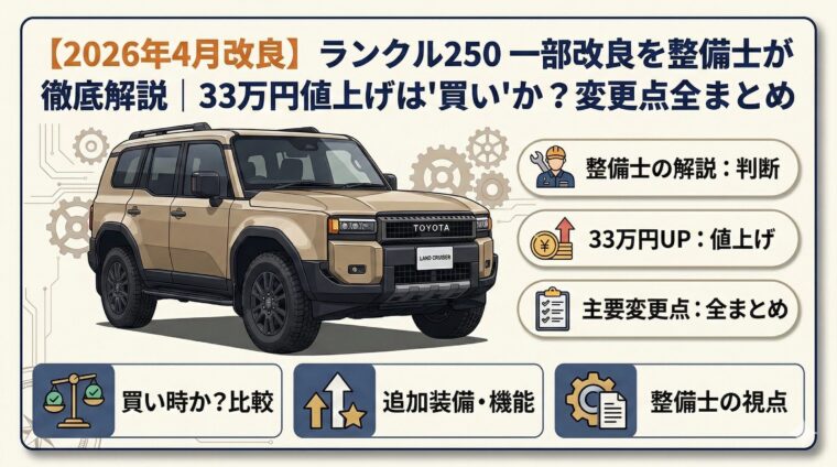 【2026年4月改良】ランクル250 一部改良を整備士が徹底解説｜33万円値上げは"買い"か？変更点全まとめ
